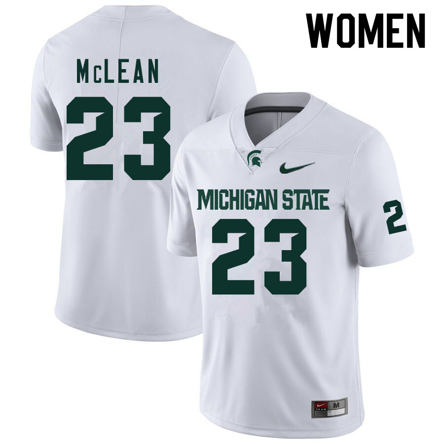 Women #23 Eli McLean Michigan State Spartans College Football Jerseys Sale-White